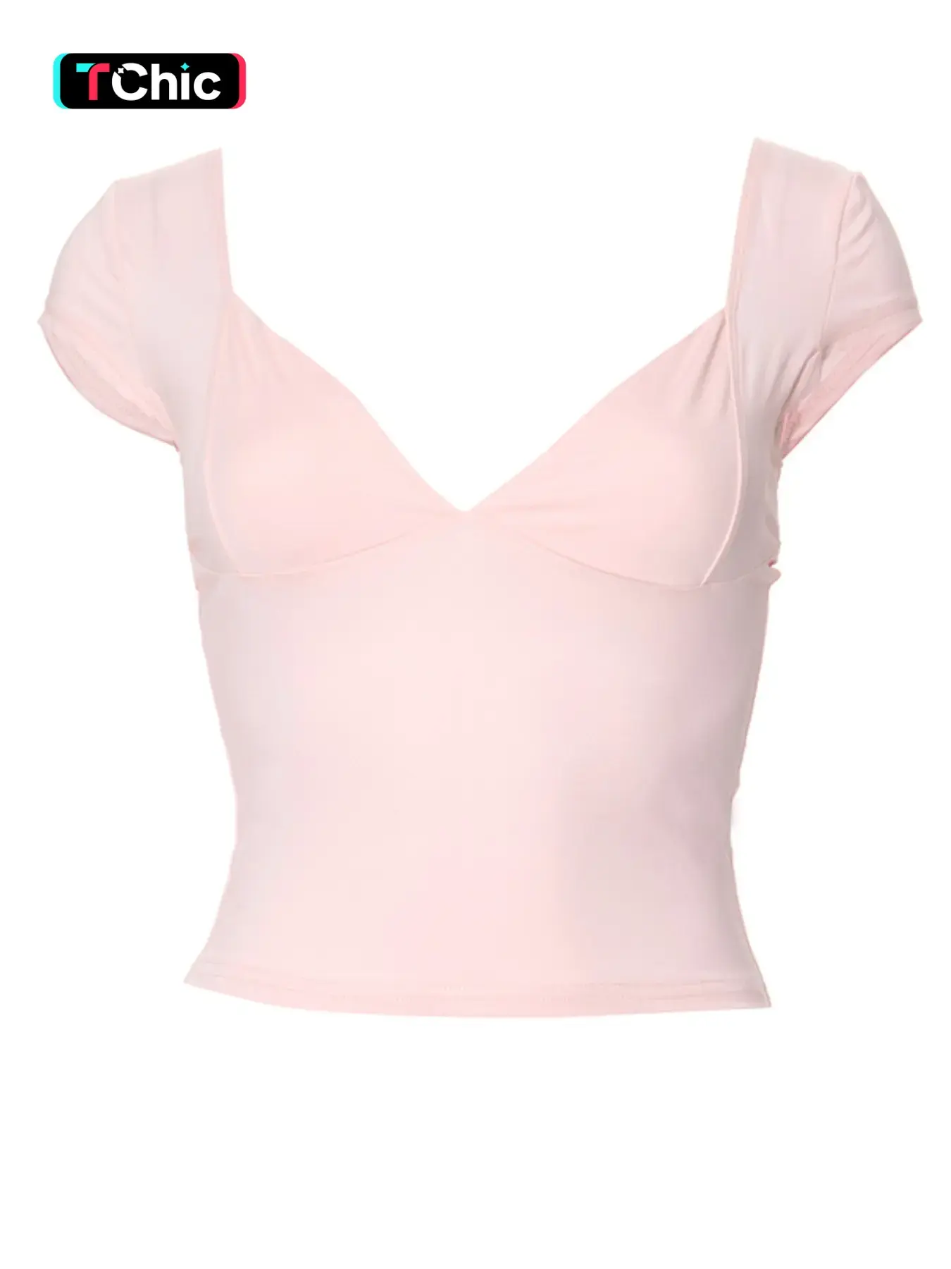 Women's Solid Sweetheart Neck Knitted Crop Tee, Casual Style Cap Sleeve T-Shirt for Outdoor Daily Wear, Ladies Summer Clothes, Summer Outfits 2024