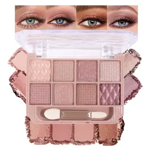 SUAKE Nude Pink Eyeshadow Palette, Matte & Shimmer, High Pigmented 12 Colors Brown Purple Eye Shadow Primers for Eye Makeup, Korean Powder Palet de sombras de ojos