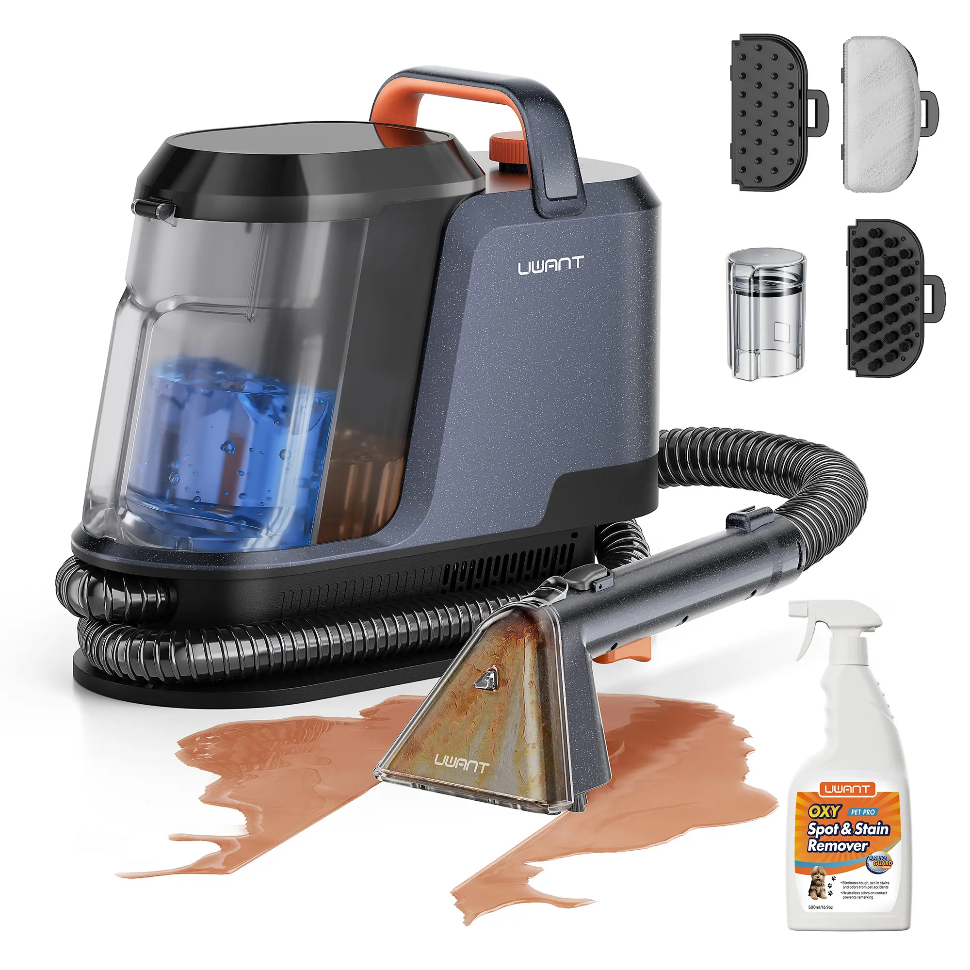 UWANT Portable Carpet Cleaner Machine ZY - Powerful Handheld Vacuum with 18000pa Suction, Deep Cleaning & Water Extraction for Area Rug, Home & Car Upholstery, Lightweight, Area Rug Cleaning