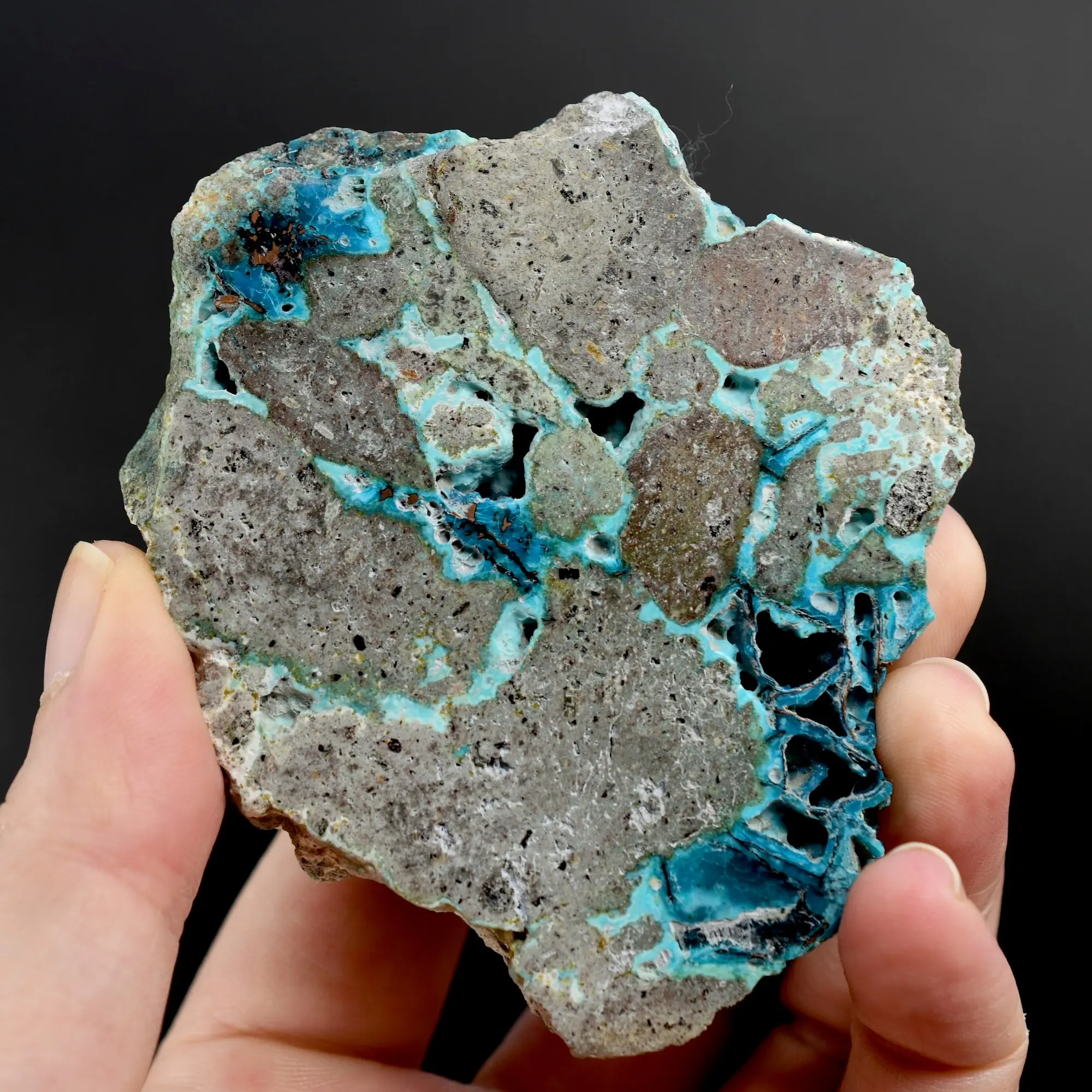 3.3in 93g RARE Chrysocolla Shattuckite Copper Crystal Slab, Indonesia
