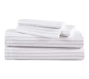 Eddie Bauer Trail Stripe Grey Cotton King Sheet Set