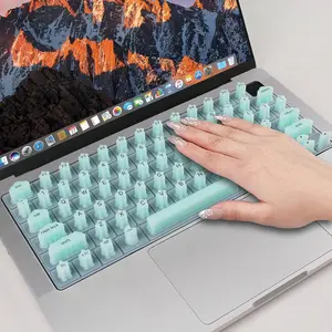 Green Keyboard Cover for Long Nails, Raised Silicone Keyboard Skin for Acrylic Nails, Typewriter Style Keyboard Protector Compatible with MacBook Neo Air/Pro 13 14 15 16 inch (2020-2026)Gift