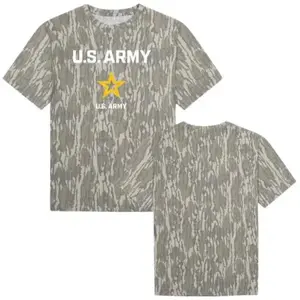 U.S. Army Camo T-Shirt, Vintage Wood Bark Pattern Graphic Tee, Military Inspired Outdoor Apparel