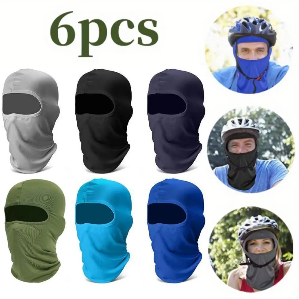 6 Pack Summer Balaclava Full Face Mask - UV Sun Protection, Cooling Neck Gaiter, Breathable, Windproof Hood, Motorcycle Helmet Liner for Cycling, Carnival Parties