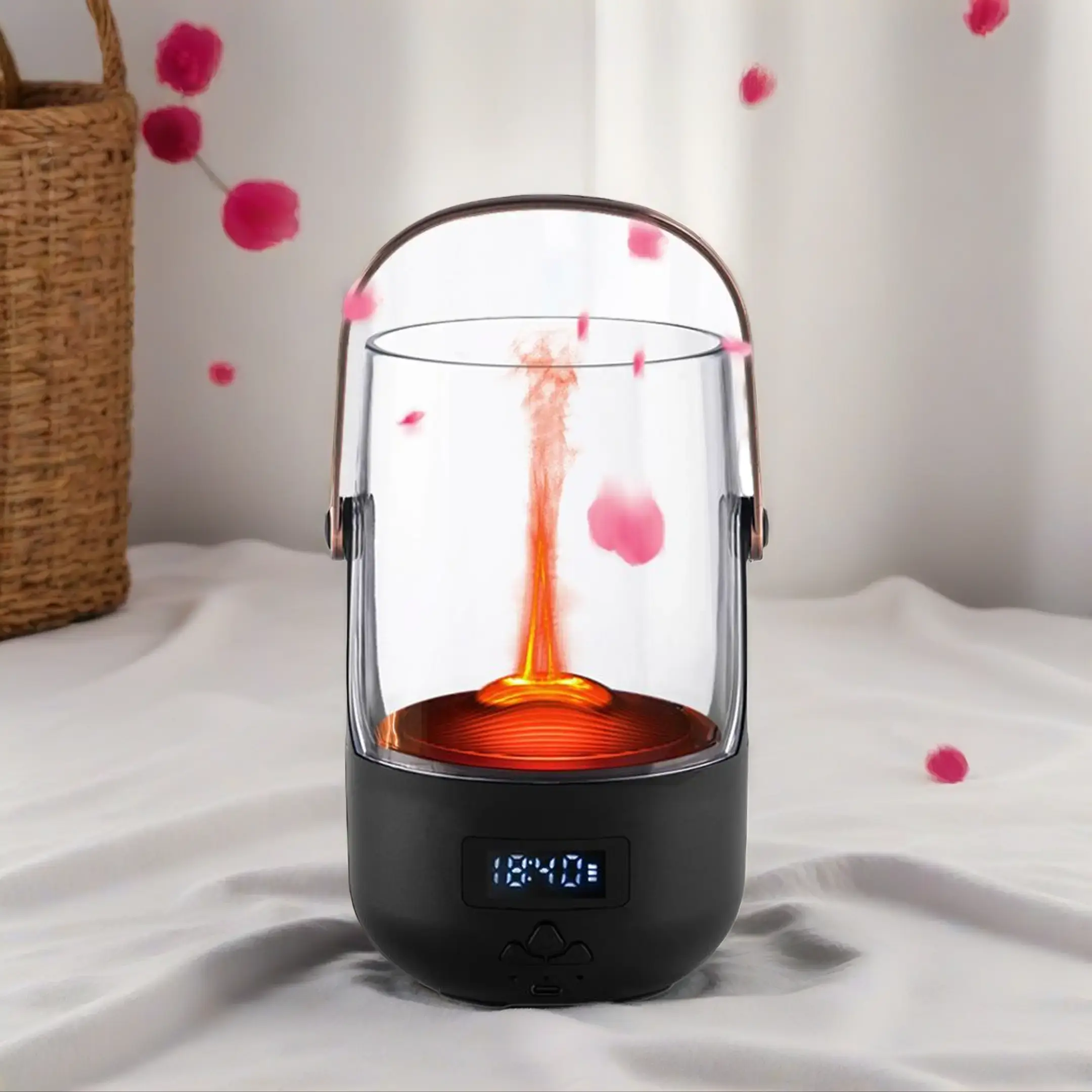 200ML Vintage Flame Aromatherapy Diffuser - Programmable Fragrance Machine, Electronic Humidifier with Scheduled Shutdown Safety Auto-Off for Cozy Nights, Home Appliance Aromatherapy Diffusers, Automated Aromatherapy Air Aroma Humidifier Aromatherapy Esse