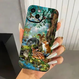 Angel's Eye Soft Phone Case, Forest Animal Pattern UV Printed Matte Phone Protective Cover, 360-Degree Full Protection for iPhone 11 12 13 14 Pro Max 15 16 17