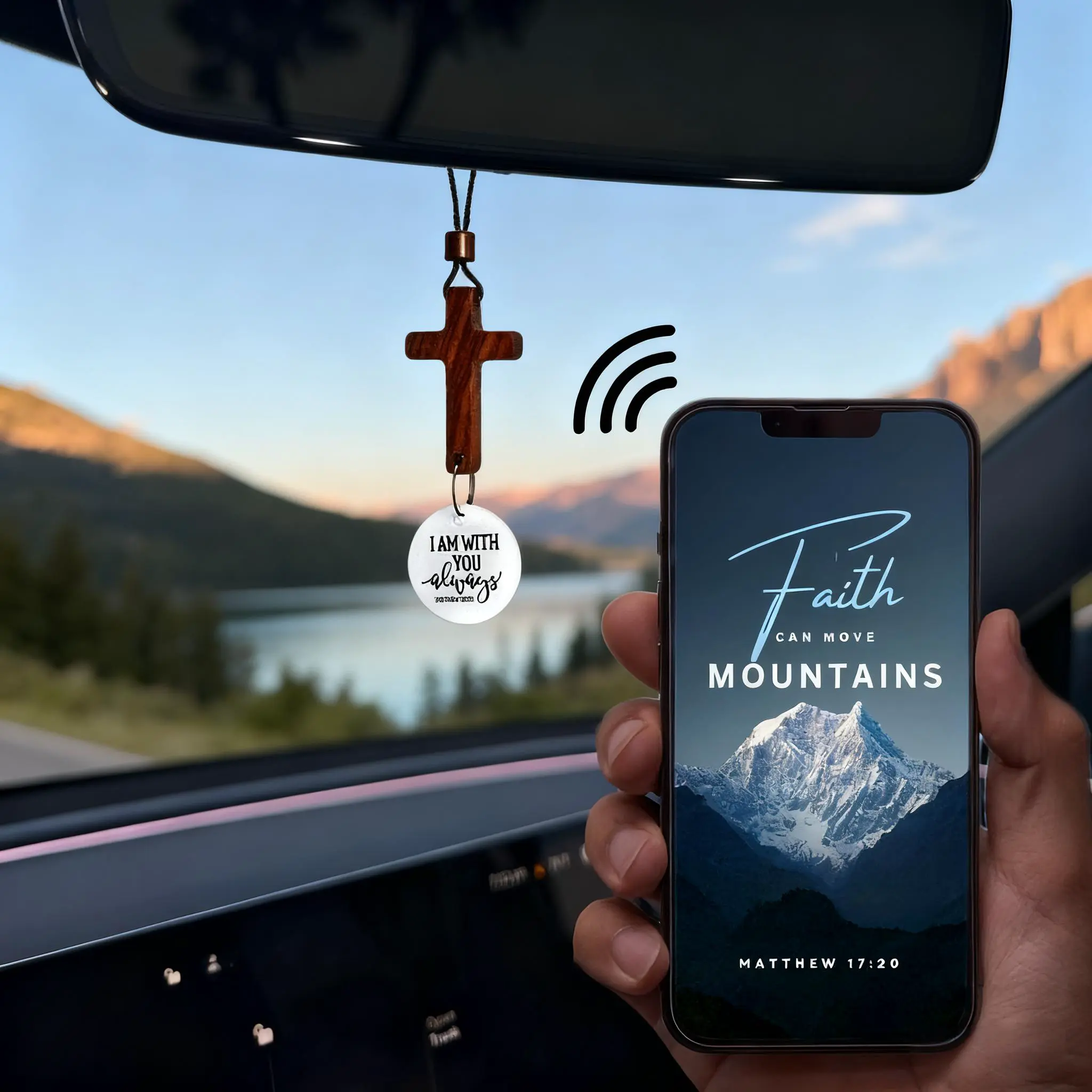 Bible Verse Car Rearview Hanging Cross Ornament, Car Rearview Mirror Cross Pendant, Christian Accessories