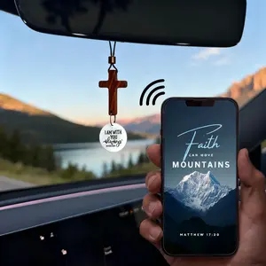 Bible Verse Car Rearview Hanging Cross Ornament, Car Rearview Mirror Cross Pendant, Christian Accessories