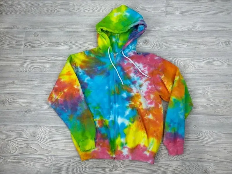 Tie-Dye Zip-up Hoodie - Rainbow crinkle - loungewear