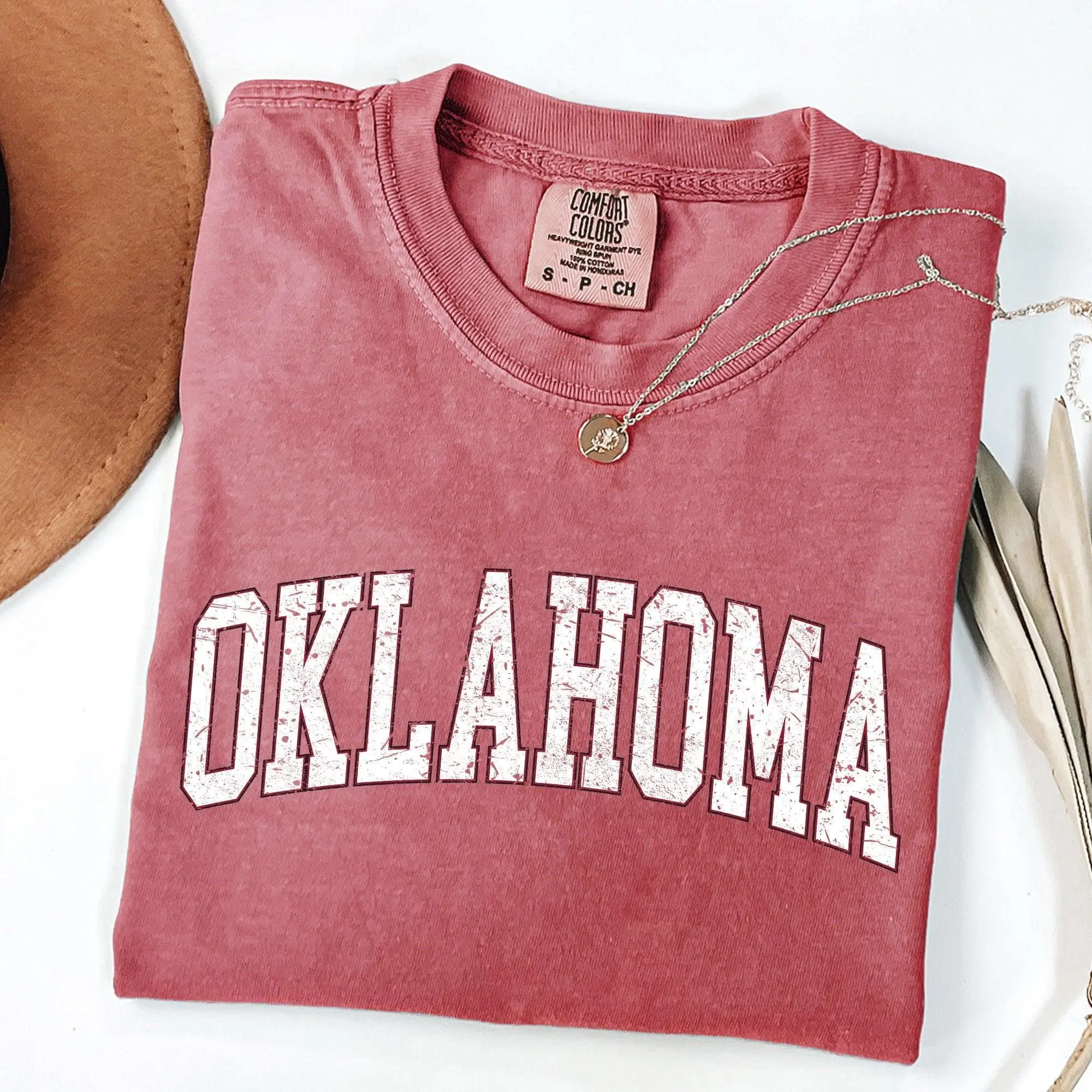 Women's Fitted Breathable Short-Sleeve Comfort Colors Oklahoma Football Game Day Casual T-Shirt, Women's Tops