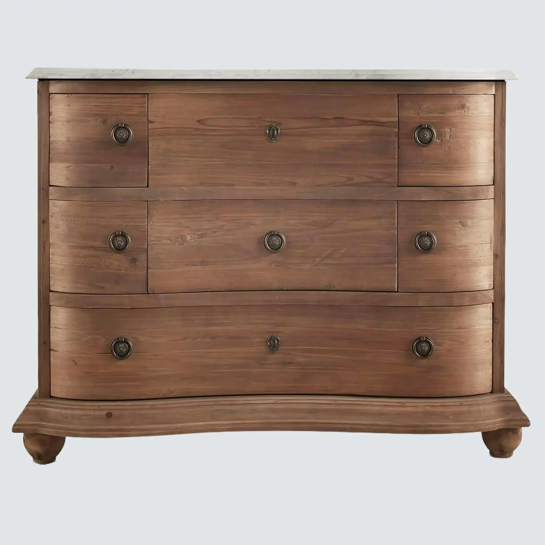 48" Reclaimed Pine Serpentine Vanity with White Marble Top