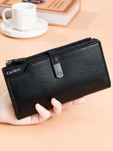 Women's Solid Color Long Wallet 2024 New Style Fashionable Zipper Wallet for Daily Used, Casual Trendy Versatile High-quality Daily Wallet Wallets Women