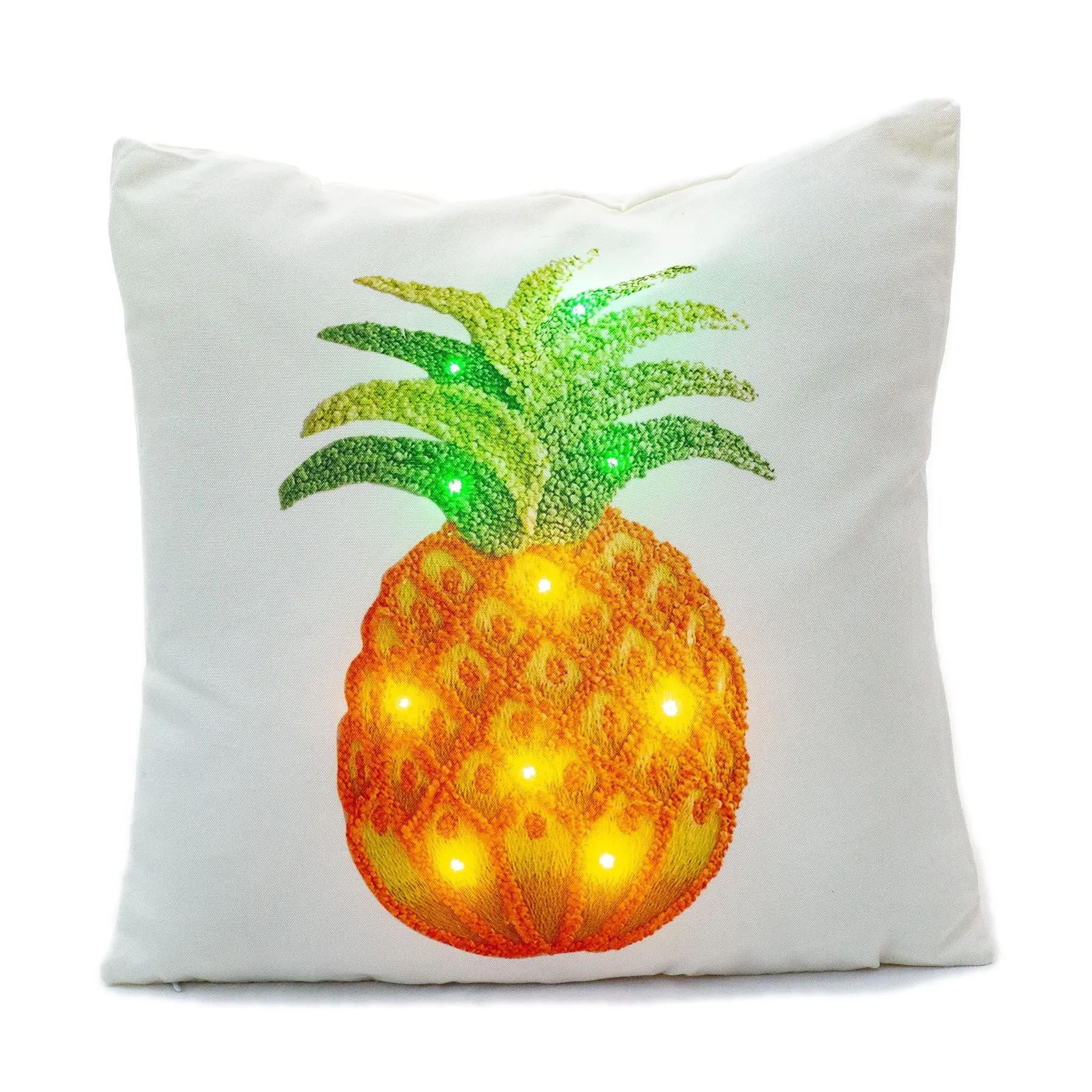 Ultimate Innovations 5802 LED Pineapple Design Pillows - 20"x20", 4-Hour Timer, Home Decor, Living Room Accent - Set of 2