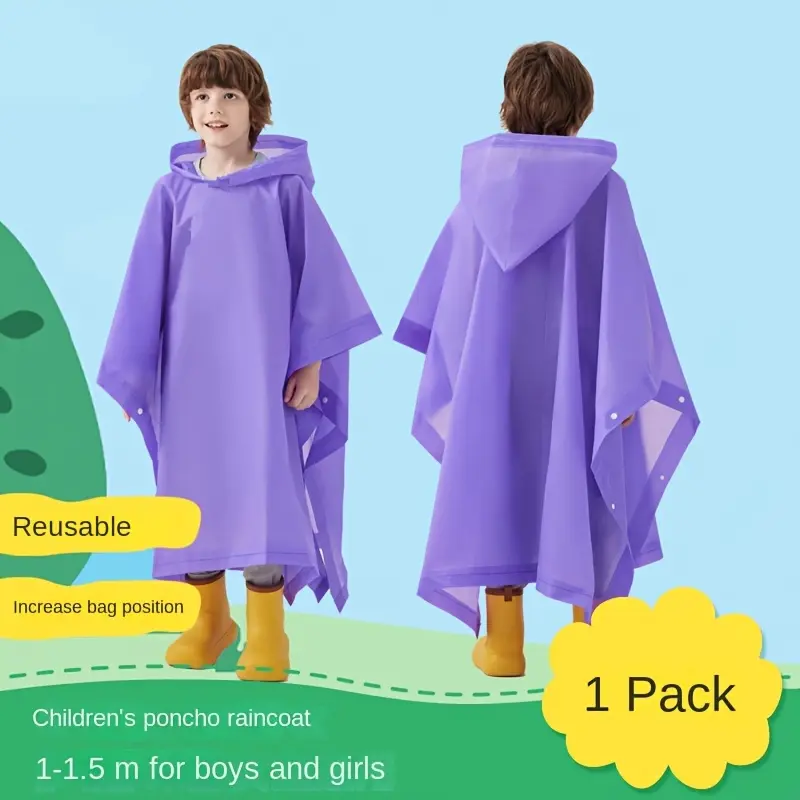 Non-Disposable Thickened Raincoat, Fashionable And Portable, Kindergarten Girls, Boys, Elementary School Students, Large Schoolbag Space Poncho