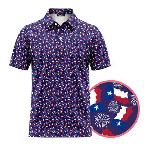 Men’s Blue Texas Flag Polo Shirt – American Pride Lone Star Golf Tee