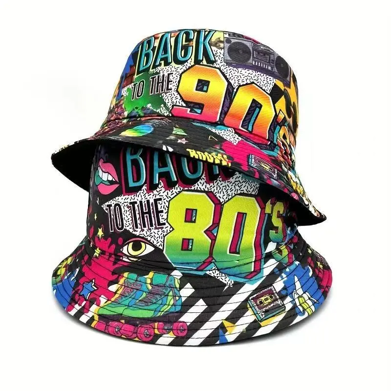 Retro 80s/90s vintage bucket hat for women and men — fashion fisherman hat, packable outdoor rave accessory, fisherman hat