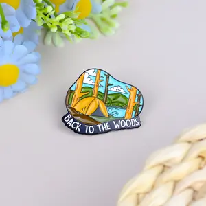 Camping Lover Enamel Pin, Back To The Wood Badge Brooch Gift For Camper Hiker Nature Lover, Outdoors Camping Brooches, Adventuring Pins 030