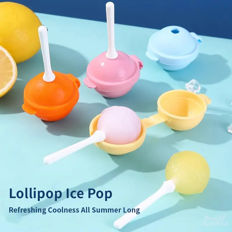 6/10pcs 6pcs(random color) Silicone Popsicle Molds, Reusable Camp Kitchen Tool for Kids' Creativity, DIY Lollipop Ice Cream Maker, Fun Ice Ball Mold for Sports & Outdoor Camping Hiking