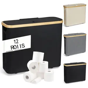 Toilet Paper Storage Box, 1 Count 12-Roll Capacity Toilet Paper Storage Container with Lid, Bathroom Storage Box for Home, Hotel and Salon, Toilet Paper Organizer