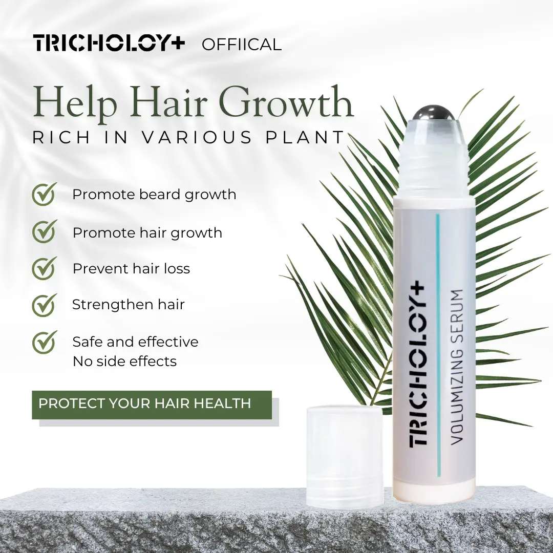 Tricholoy Hair Growth Roll-On Serum for Men & Women | 3% Rosemary, Pea Sprout, Moringa | Precision Scalp Applicator | Paraben/Sulphate-Free | Non-Oily | DHT Blocking