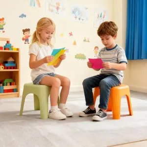 wanan 6 Pack School Plastic Stackable Stools, 11.8 Inch Height Colorful Nesting Stools, Portable Backless Stool for Classroom Students, Flexible Seating Chairs for School Home Office