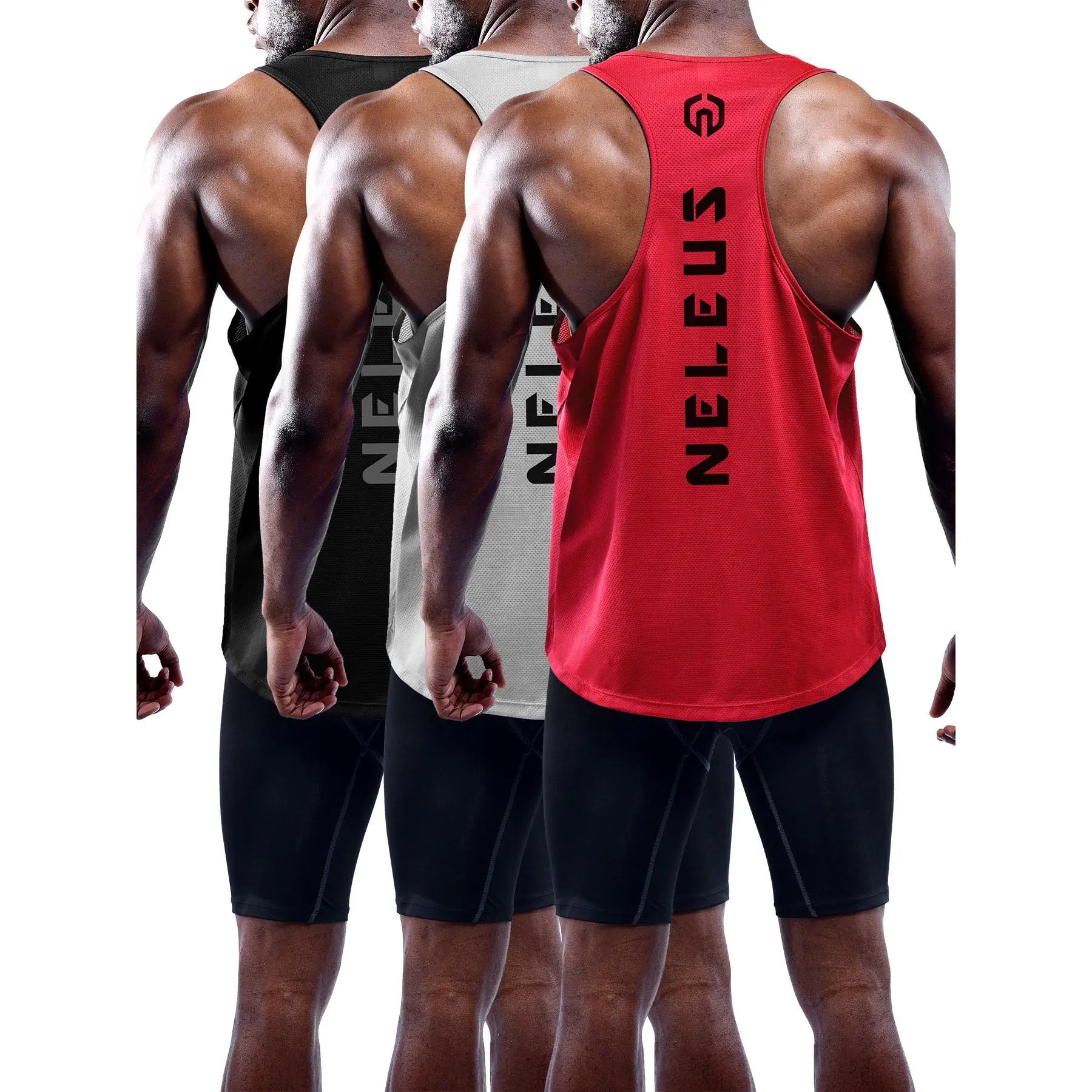 NELEUS Men's 3 Pack Dry Fit Y-Back Muscle Tank Top Fitness Workout Vest Yoga Sports Vest Dry Fit Sleeveless Athletic Activewear Dry Fit Wicking summerwins,travel essentials,camping essentials