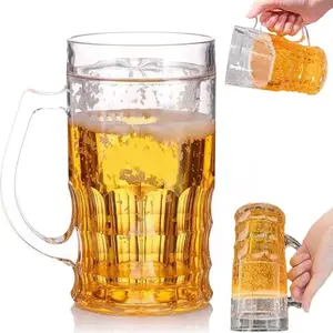 1 Pack 400ml Funny Fake Beer Mug with Handle, Plastic Double Walled Realistic Frothy Drink Cup Suitable for Parties, Gag Gifts & Pranks, Fun Prop, Novelty Drinkware Mugs for Faux Beer, Bar, Beverages