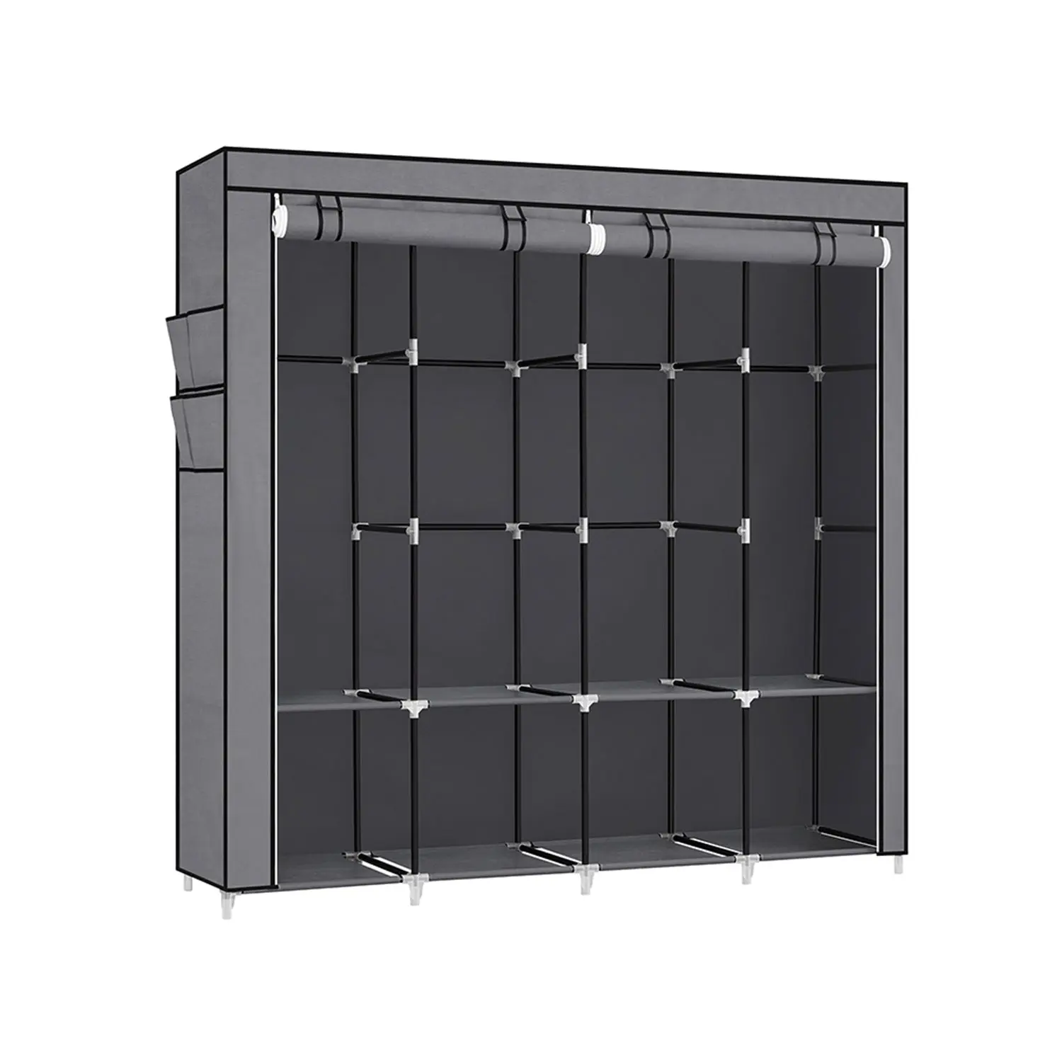 SONGMICS Portable Wardrobe Cabinet, 4-Shelf Storage Furniture with Closet & Hanging Storage Organizer Wardrobes, Closet Storage