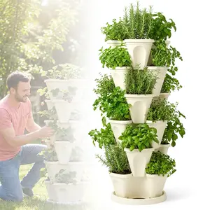 6-Tier Vertical Garden Planter – PP Material, Automatic Drainage, 18 Plants, Space-Saving Tower for Herbs, Vegetables & Flowers