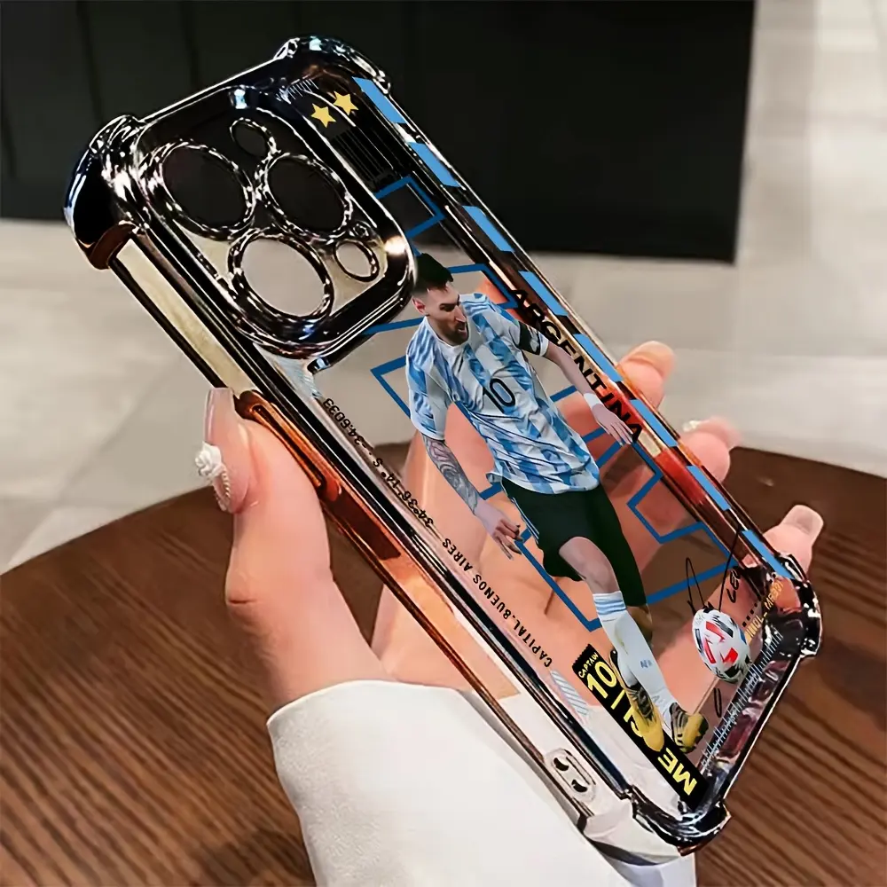 The World-Renowned Football Star, The Number 10 Player Messi, Has a Phone Case Suitable for Iphone 16, 15, 14, 13, 12, 11 Pro Max, X, XR, XS Max, 8, And 7 Plus, Featuring a Transparent Soft Back That Is Drop-Resistant., Casing, Cover