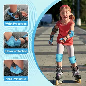 Lightweight Breathable Protective Gear Set, Knee Elbow Wrist Guards, Adjustable Velcro Design, Outdoor Safety Equipment