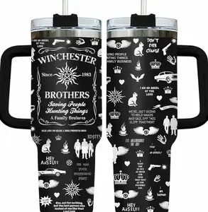 Winchester Tumbler - Super natural Inspired - 40oz Black/White Tumbler, Movie Fan Gift Cup