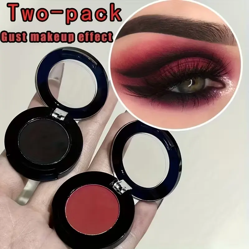 Gothic smoky red and black smoky eye eyeshadow set, Cosmetic eyeshadow, Matte eyeshadow palette, a bold, gothic smoky eye look, suitable for daring or everyday makeup, a must-have for Halloween performances and parties