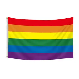 1pc Rainbow Pride Flag 3x5ft, Polyester, Single-Sided Print with 2 Grommets - Vibrant Striped Design for Home, Garden, Outdoor Display