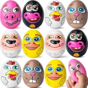 12 PCS Easter Egg Squishy Toy for Easter Eggs Hunt Animal Themed with Characters, Slow Rising Stress Relief Soft Squeeze Easter Eggs, Easter Basket Stuffer Fillers, Assorted Colors, Party Favors