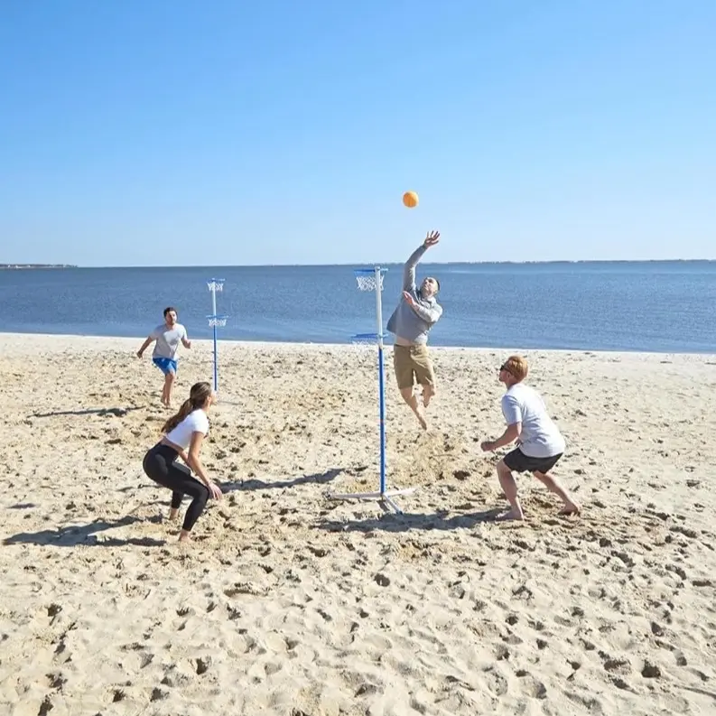 RallyHoops 7: Portable Full Court Volleyball and Basketball Game for Indoors and Outdoors - Backyard, Beach, Gym - Family, Teens, Athletes, Multi-Sport