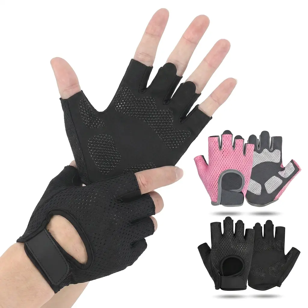 Weight Lifting Gloves with Full Palm Coverage,Breathable Air-Mesh,Lightweight & Flexible, Perfect for Gym, Cycling, Rowing, and Home Use.Anti-Slip Silicone Pads,Adjustable Wrist Wrap,CrossFit,Pull-Ups,Suitable for Men & Women