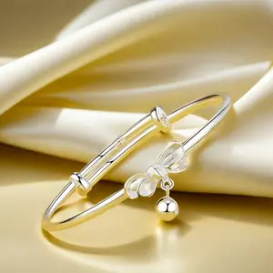 Full Silver s999 bracelet Sterling Silver bracelet Ladies push-pull bracelet can be freely adjusted size to send girlfriend birthday holiday gift Silver weight 14g /0.49 oz