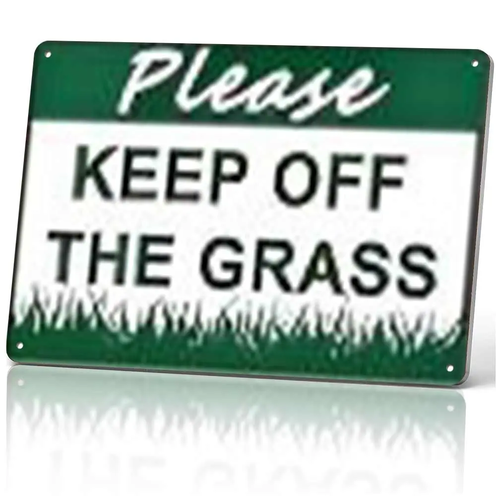 12x8 in Aluminium Vintage "Please Keep Off The Grass" Warning Sign, Garden Yard Safety Plaque, Retro Home Decor Wall Art for Outdoor Use Metal Room