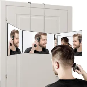 Portable Three-Way Shaving Mirror, 360 Degree Adjustable Foldable Plastic Door Mirror, Hairdressing Mirror, Makeup Folding Mirror, Perfect Gift for Boyfriend