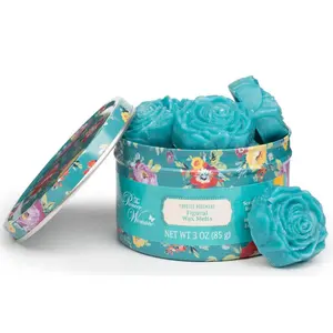 The Pioneer Woman Figural Wax Melts 10 Rose-Shaped Pieces in Vintage Tin Frosted Rosemary Scent Flameless Decorative Fragrance Set for Home Decor