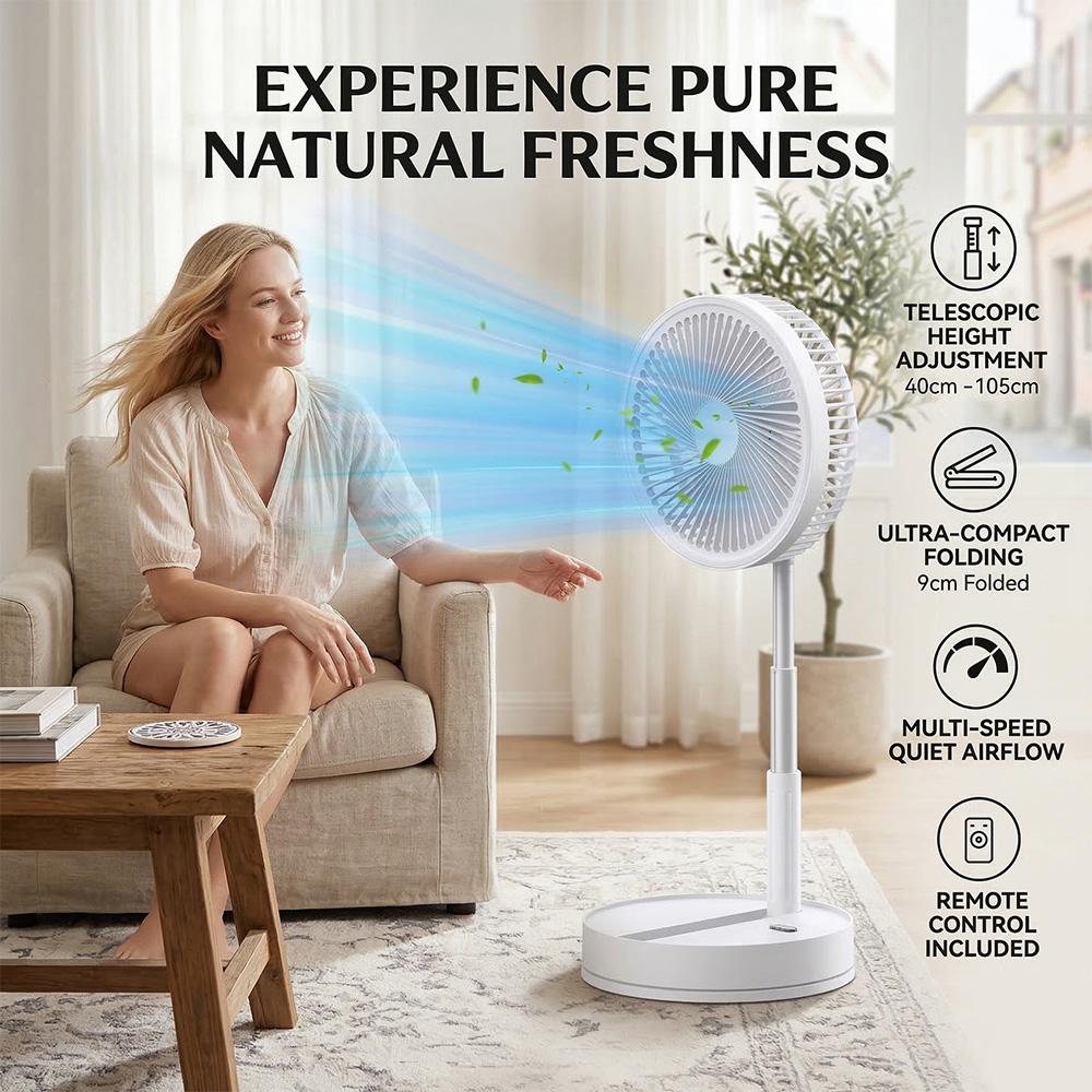 Foldable USB-Powered Desk Fan - 360° Rotation, 3 Speed Settings, 8000mAh Ultra-Long Battery Life, 105cm Max Height, Quiet Operation, Portable Oscillating Fan for Bedrooms, Offices Foldable USB-Powered Desk Fan - 360° Rotation, 3 Speed Settings, 8000mAh Ultra-Long Battery Life, 105cm Max Height, Quiet Operation, Portable Oscillating Fan for Bedrooms, Offices