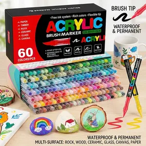 Acrylic Markers Customizing my shoes/phone case 12-72 Colors Acrylic Paint Pens Markers Brush Tip Paint Markers for Rock Painting Wood Canvas Stone Christmas Gift DIY Crafts Diy Painting Supplies