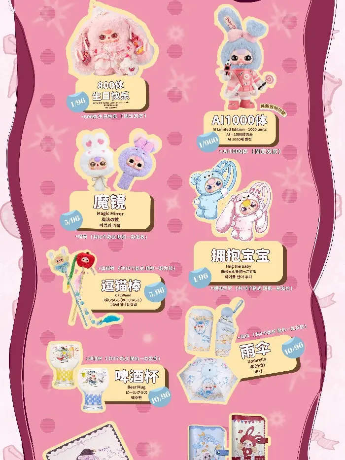 B16- Babythree  (only 96 Tickets) Assorted Collectible Soft Figurines Complete Series Pack Decor Gift Box
