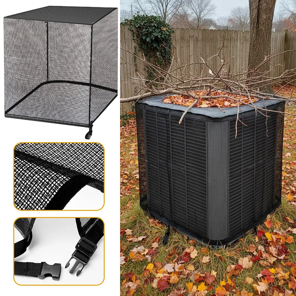 Air Conditioner Outdoor Unit Cover,Mesh Breathable Fabric,UV-Blocking,Rainproof,Windproof,Snowproof,Free Air Flow Heat Dissipation,with Adjustable Quick Release Buckle,,for Outdoor Central Air Conditioning Unit Protection