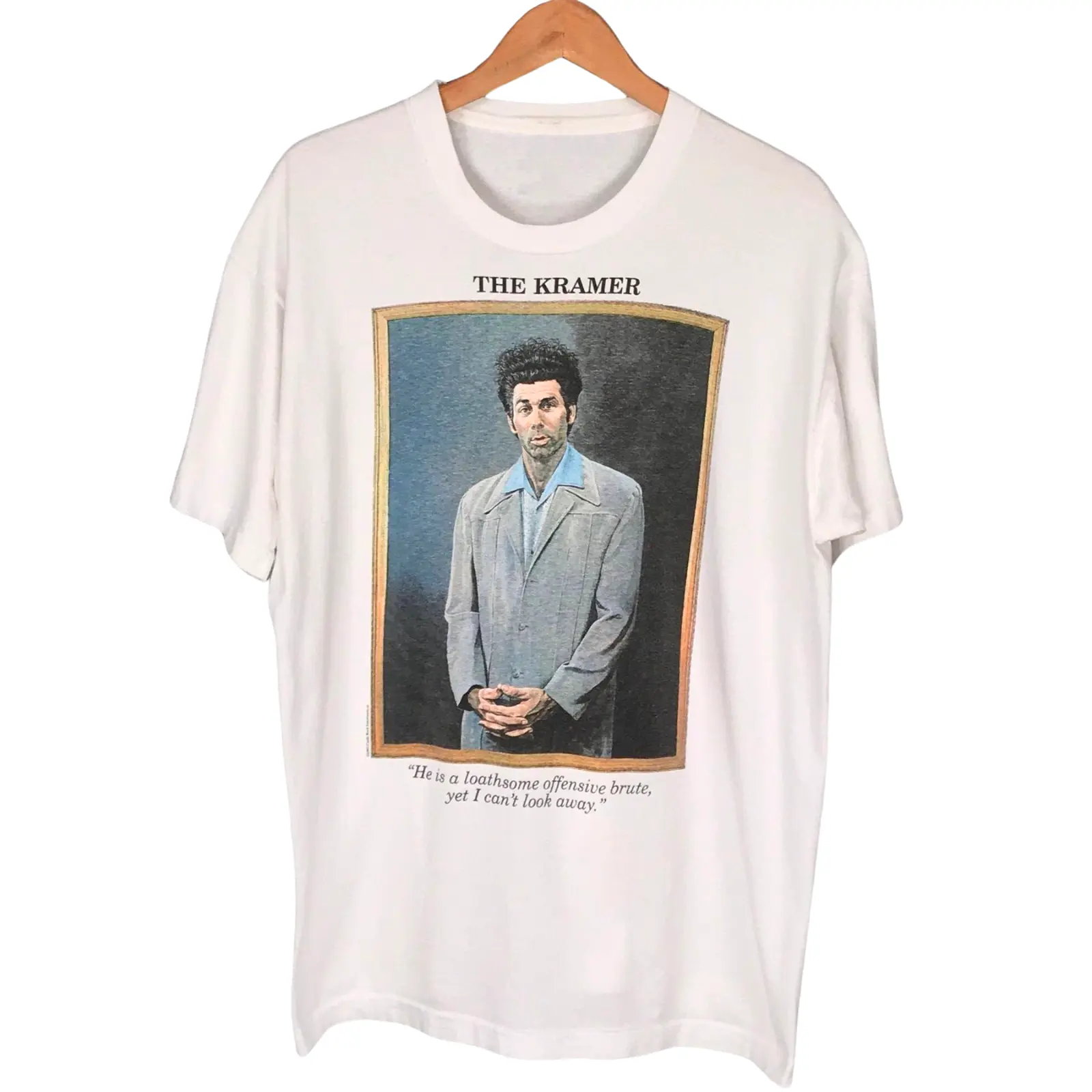 Vintage 1993 Seinfeld Kramer Portrait Promo T-Shirt, Single Stitched, All Seasons, Medium, Short Sleeve, Graphic Tee, Castle Rock Entertainment - Tops Underwear