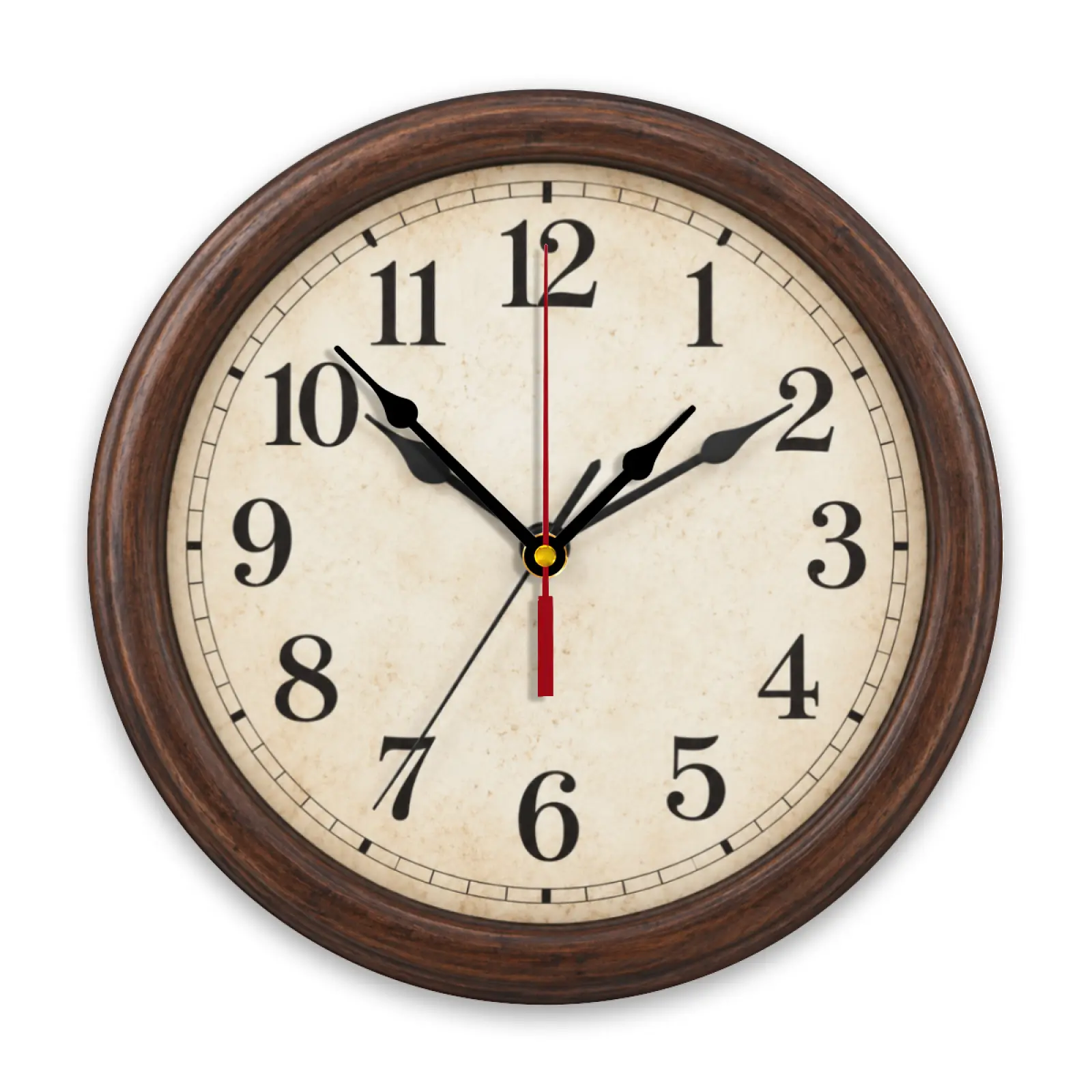12 Inch Vintage Wall Clock, Silent Non-Ticking Battery Operated Round Clock, Rustic Wood Grain Farmhouse Wall Decor for Living Room Bedroom Kitchen Office