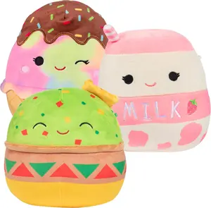 Squishmallows 8" Christmas Foodie Snack 3-Squish Pack- Ice Cream, Guac & Milk - Collectible Soft & Squishy Stuffed Animal Toy - Holiday Gift Set for Kids, Girls & Boys
