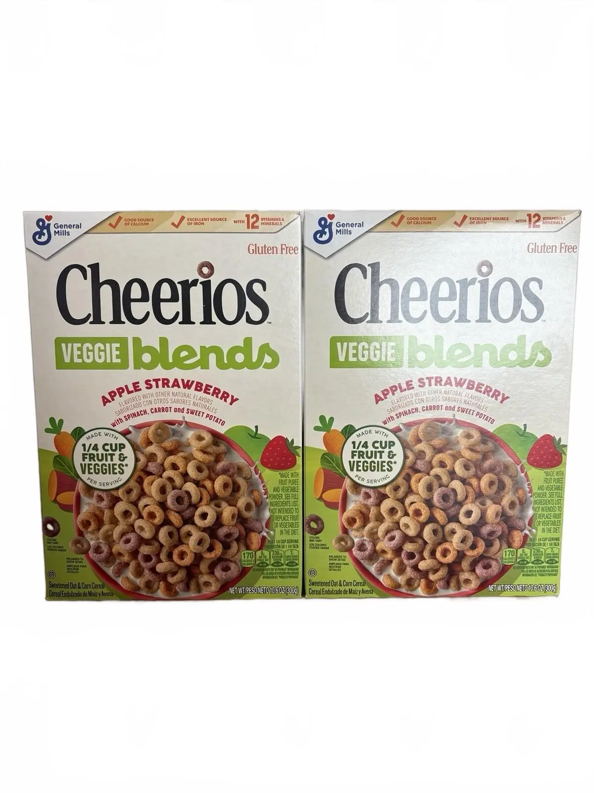 Lot of 2 Cheerios Veggie Blends Apple Strawberry Cereal New