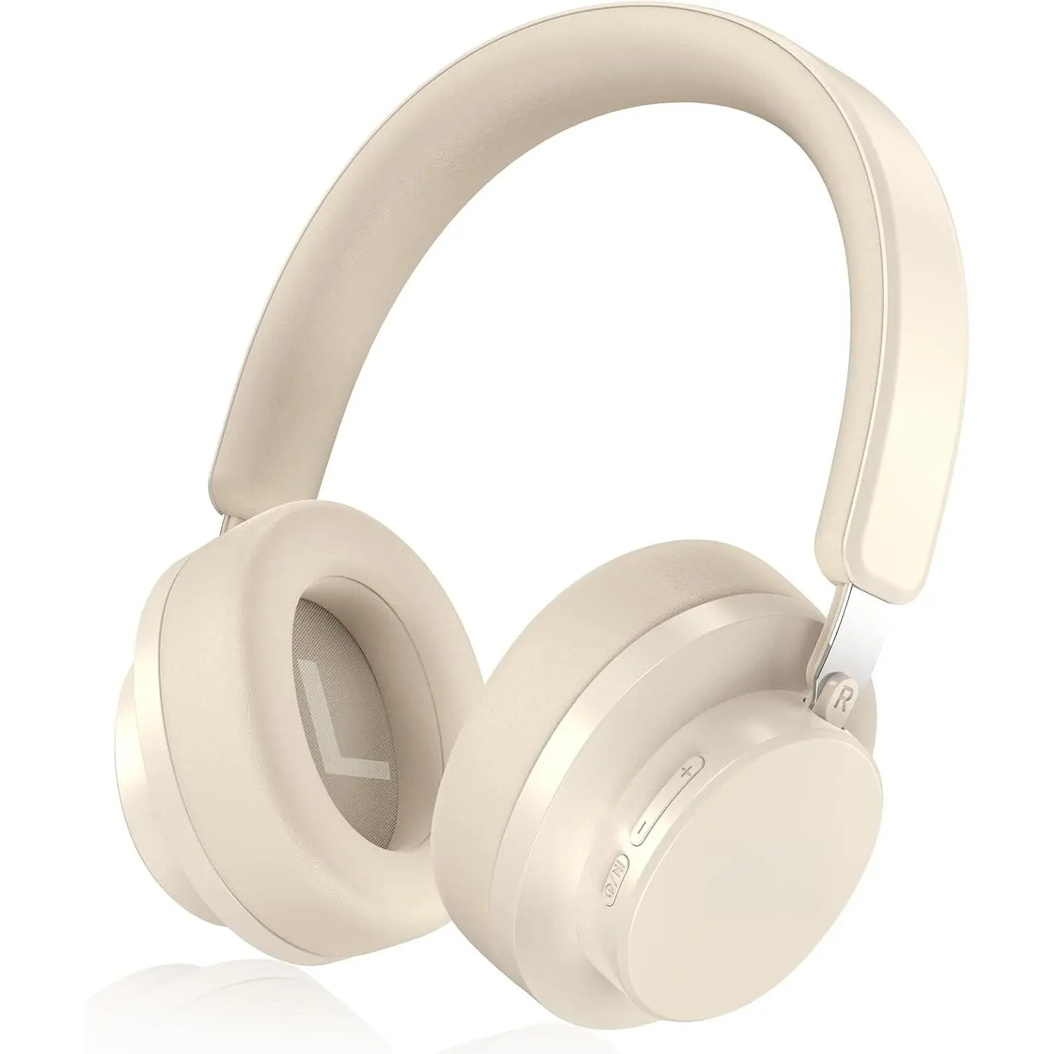 h-31 Noise Cancelling Headphones Wireless Bluetooth, Over Ear Headphones Bluetooth with Microphone, Cancelling Wireless Headphone Over Ear, 65h Playtime, Clear Calls, Comfort Fit For Travel (Beige)
